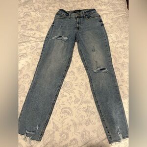 Aeropostale Blue Distressed Curvy Mom  Jeans
